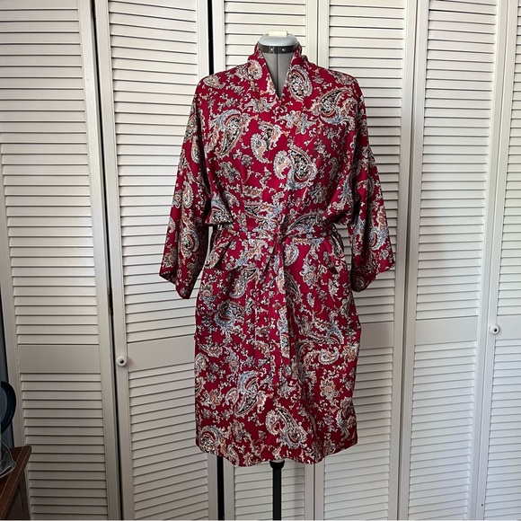 Vintage Paisley Kimono belted Robe with pockets - Picture 2 of 11